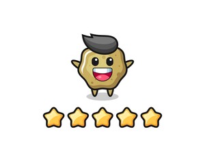 the illustration of customer best rating, loose stools cute character with 5 stars