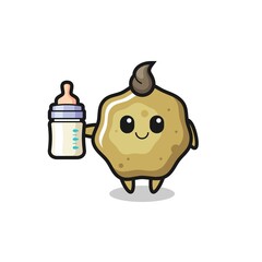 baby loose stools cartoon character with milk bottle