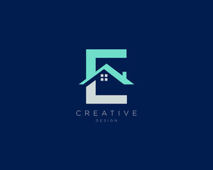Minimal Letter E House Logo | Real Estate Letter E Logo Design