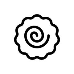 Narutomaki or kamaboko surimi vector outline icon. Traditional Japanese naruto steamed fish cake with swirl in the center. Topping for ramen noodle soup isolated illustration.