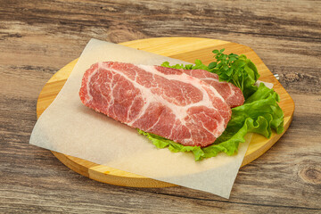 Raw pork meat neck steack