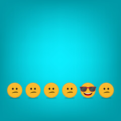 Naklejka premium Be different - Being different, standing out from the crowd -The smiling emoji also represents the concept of positivity, individuality , confidence, uniqueness, innovation, creativity. 
