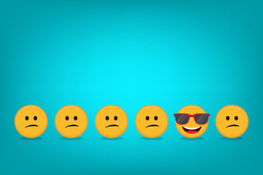 Be different - Being different, standing out from the crowd -The smiling emoji also represents the concept of positivity, individuality , confidence, uniqueness, innovation, creativity.	