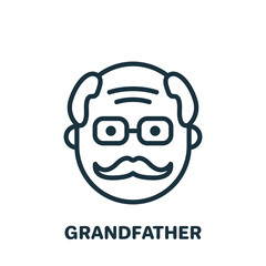 Happy Grandpa Face Line Icon. Old Senior Person Linear Pictogram. Old Grandfather Outline Icon. Retirement Concept. Editable Stroke. Isolated Vector Illustration