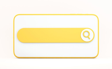 3d Smartphone with search bar on white background ,Communication and social media concept,3D Illustration background
