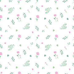 Seamless vector pattern of little flowers on a white background
