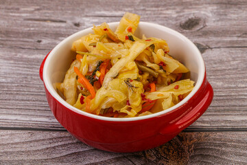 Spicy pickled cabbage with carrot