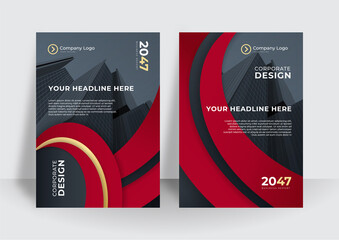 Abstract red white black gold vector modern/ flyer design / brochure design template / annual report /book cover / corporate identity template /in an A4 page - obrazy, fototapety, plakaty