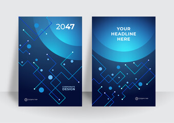 Brochure design, cover modern layout, annual report, poster, flyer in A4 with colorful triangles, geometric shapes for tech, futuristic, technology, digital, science, market with light background
