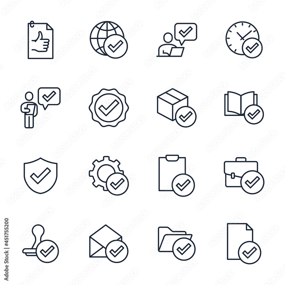 Poster set of approve elements symbol template for graphic and web design collection logo vector illustrati