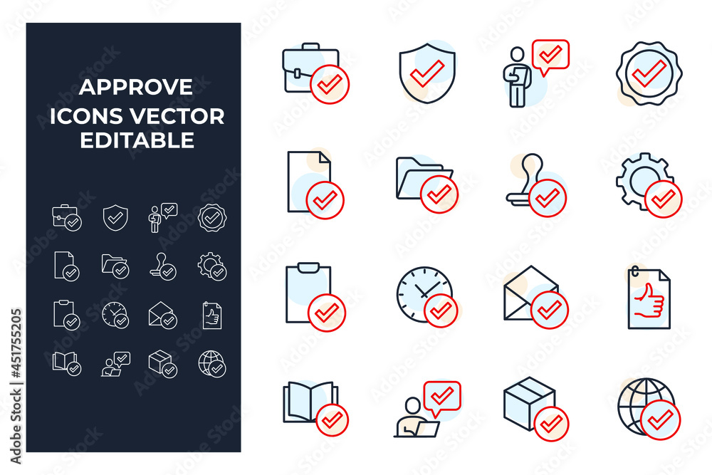 Poster set of approve elements symbol template for graphic and web design collection logo vector illustrati