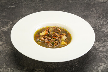 Lentil soup with chicken and vegetables