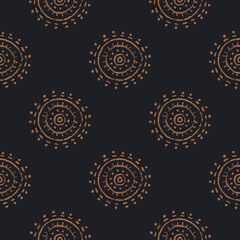 Boho seamless pattern with hand drawn circle.