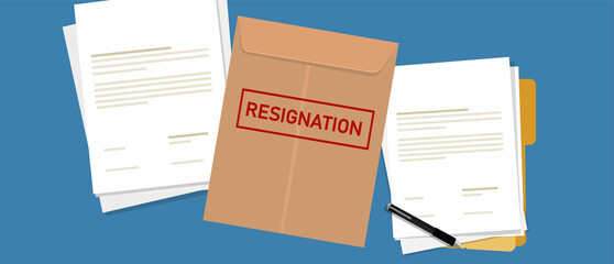 resignation letter paper document quit from job from employed to unemployment lay off