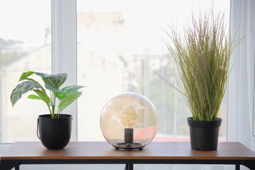 stylish light office interior with furniture