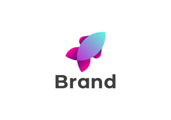 rocket modern 3D logo, combination rocket with 3d logo