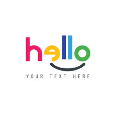 Hello Lettering Calligraphy with Smile Icon
