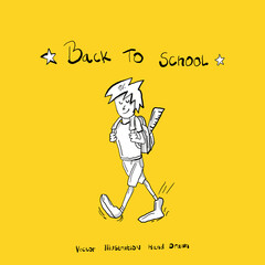 Vector illustration banner background design sketch doodle boy go to school and lettering back to school . Hand drawn cartoon style