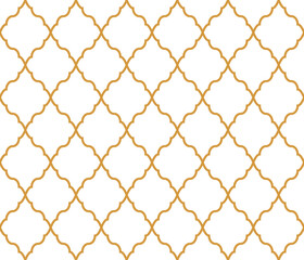 Abstract geometry pattern in Arabian style. Seamless vector background. White and gold graphic ornament. Simple lattice graphic design