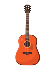 Obraz premium Guitar. Acoustic guitar, string musical instrument. Vector illustration
