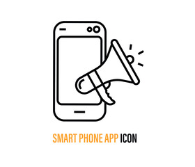 smartphone app icon. phone and megaphone icon.
