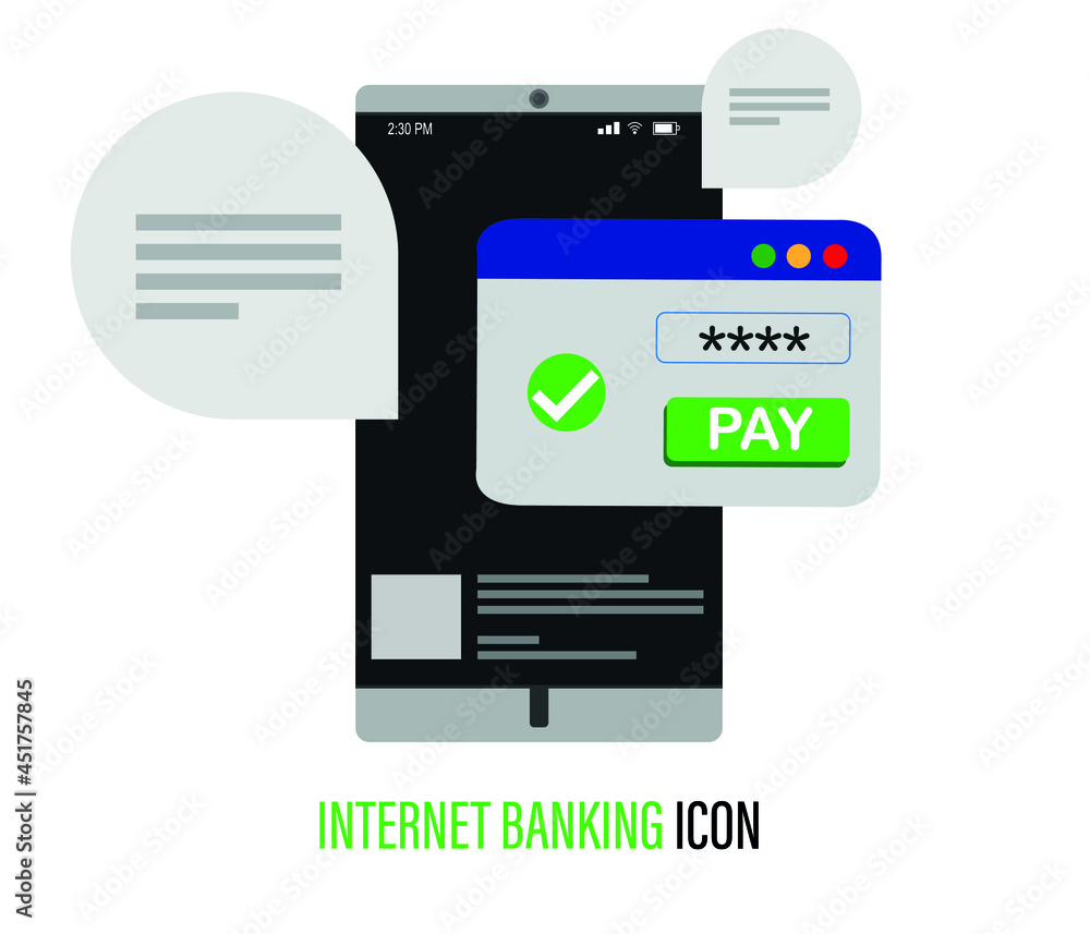 Poster internet banking concept. online payment and password transactions. financial transaction confirmati