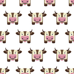 Vector seamless pattern of cow on white background