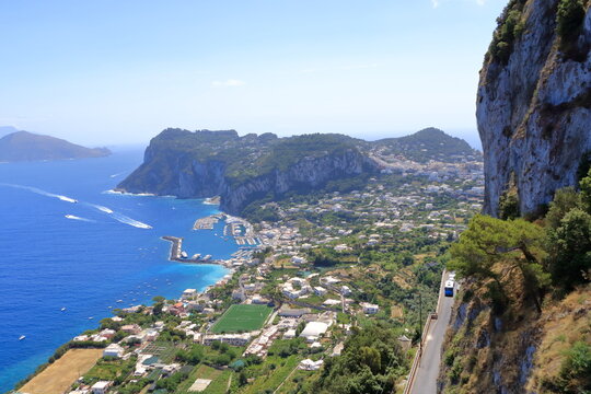panoramic view high above the sea in Capri, Capri island, Italy
