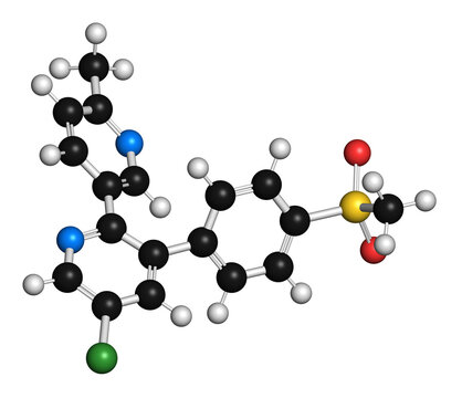 Etoricoxib drug molecule, illustration