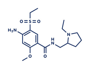 Amisulpride drug molecule, illustration
