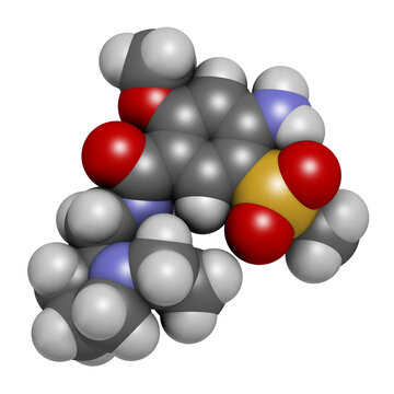 Amisulpride Drug Molecule, Illustration