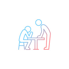 Body language gradient linear vector icon. Nonverbal communication. Physical behavior. Wordless signals. Body movements. Thin line color symbol. Modern style pictogram. Vector isolated outline drawing