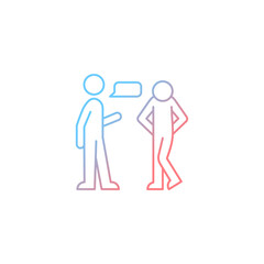 Psychological barriers gradient linear vector icon. Personal discomfort. Communicator mental state. Emotional limits. Thin line color symbol. Modern style pictogram. Vector isolated outline drawing