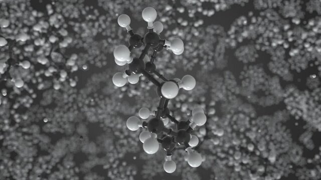 Cyclododecane molecule, scientific molecular model, looping 3d animation