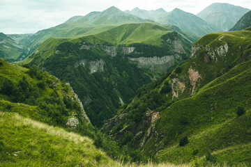 Fototapeta na wymiar A beautiful landscape photography with Caucasus Mountains in Georgia 
