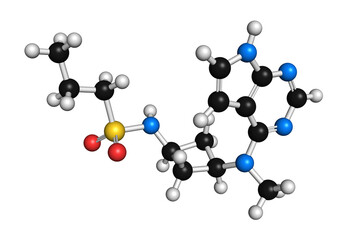 Abrocitinib atopic dermatitis drug molecule, illustration