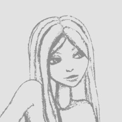 Girl. Hand drawn girl on isolated background. Abstract outlined person. Black and white illustration