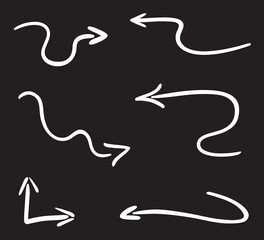 Simple outlined arrows on isolated background. Elements are drawn in a linear style. Black and white illustration