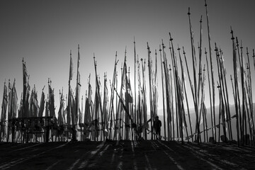 Prayer flags erected on the mountain top