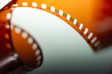 Photographic film negative rolled.