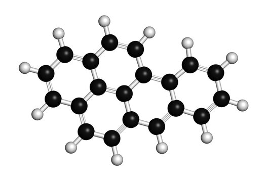 BaP polycyclic aromatic hydrocarbon molecule, illustration