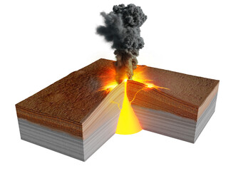 Shield volcano erupting, illustration