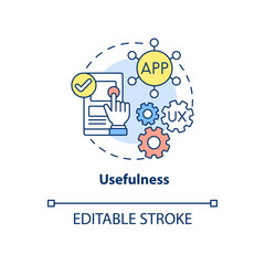 Product usefulness concept icon. UX principle abstract idea thin line illustration. Fulfilling client needs. Solving consumer problem. Vector isolated outline color drawing. Editable stroke
