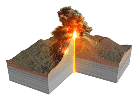 Erupting volcano, illustration