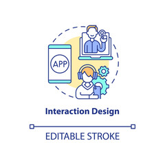 Interaction design concept icon. UX design abstract idea thin line illustration. Interactive experience improvement. Suiting user demands. Vector isolated outline color drawing. Editable stroke