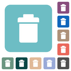Single trash rounded square flat icons