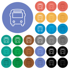Fototapeta na wymiar Bus front view outline round flat multi colored icons