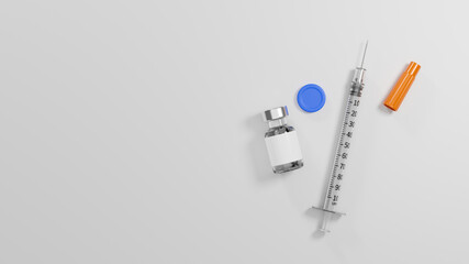 Coronavirus vaccine concept, anti virus vaccine, medical poster, syringe and vaccine bottle
