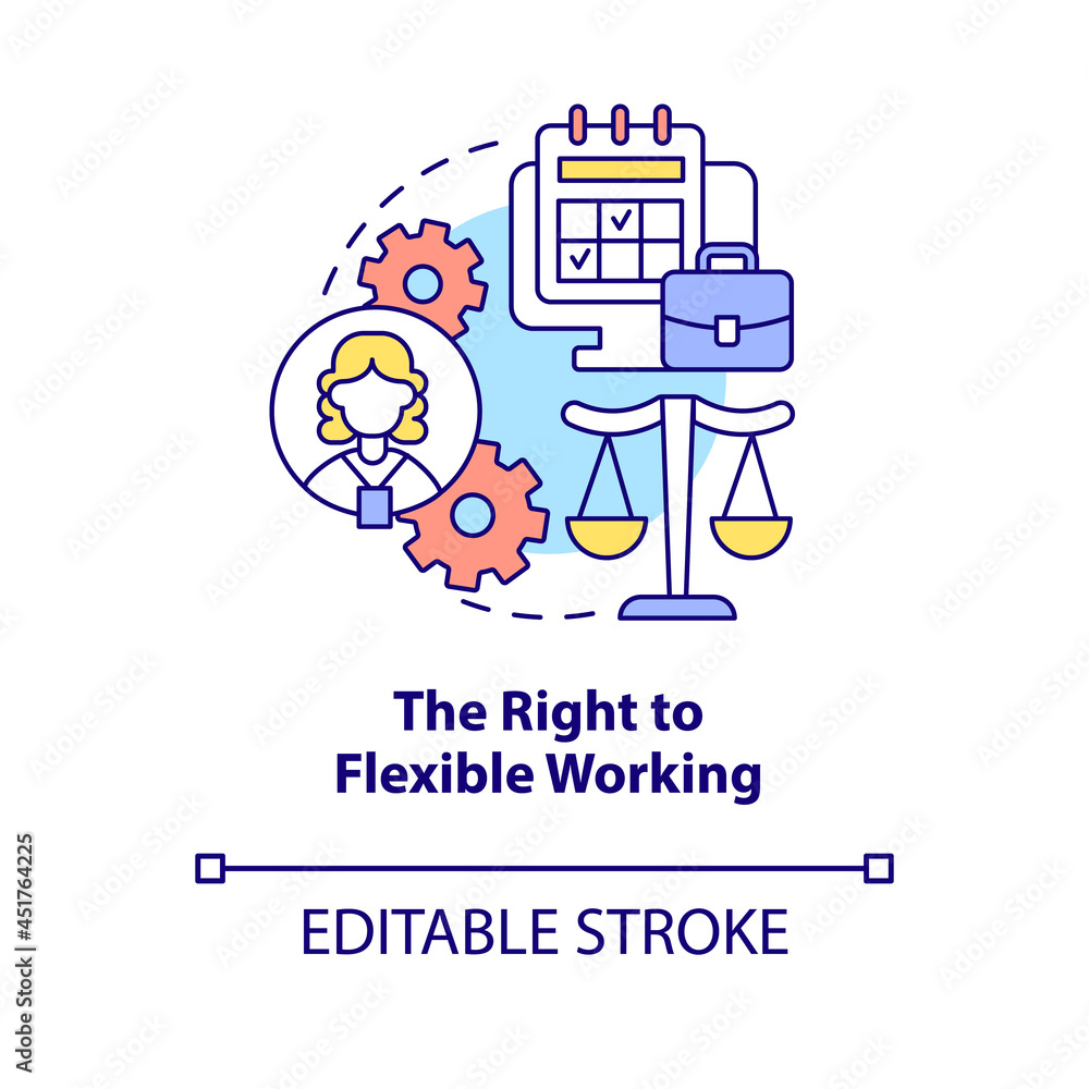Poster right to flexible working concept icon. return to work after parental leave abstract idea thin line 