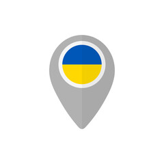 Map pin with the flag of Ukraine.